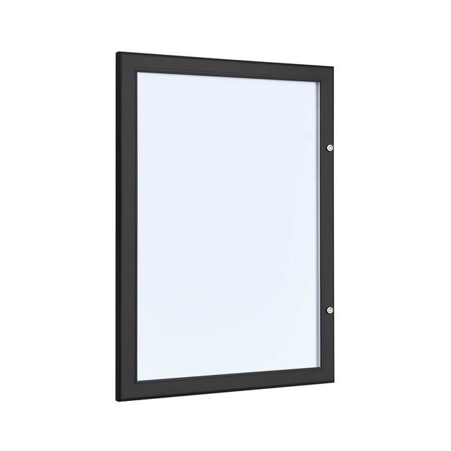 Meniu  HORECA magnetic de perete, PREMIUM, iluminat cu LED, pentru exterior, cu încuietoare, culoare neagră, format 4 x A4