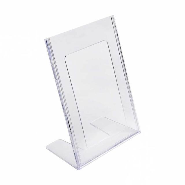 Suport meniu, Tip L, format A5 A5(148 x 210mm), din plastic transparent turnat, portrait, 10buc/set