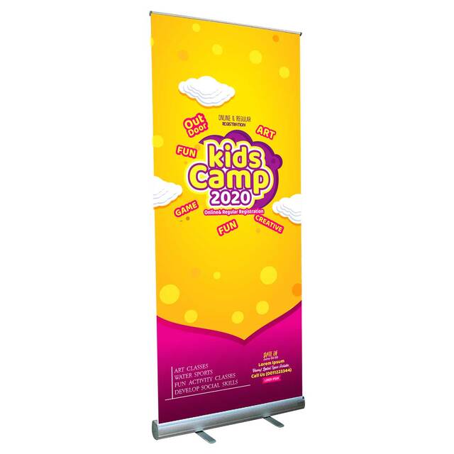 Pachet BASIC, format din roll banner personalizat si  stand pliabil cu DESK