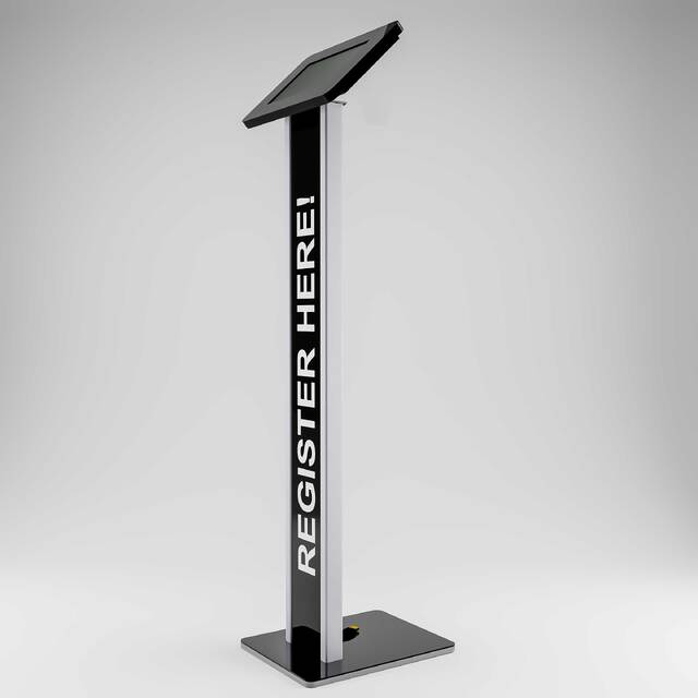 Pachet PREMIUM, din perete si desk drept cu personalizare, stand de brosuri si stand tableta iluminat 