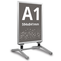 Panou stradal Wind-On STANDARD, rezistent la vânt, cu picior metalic, dimensiune A1 (594 x 841 mm)