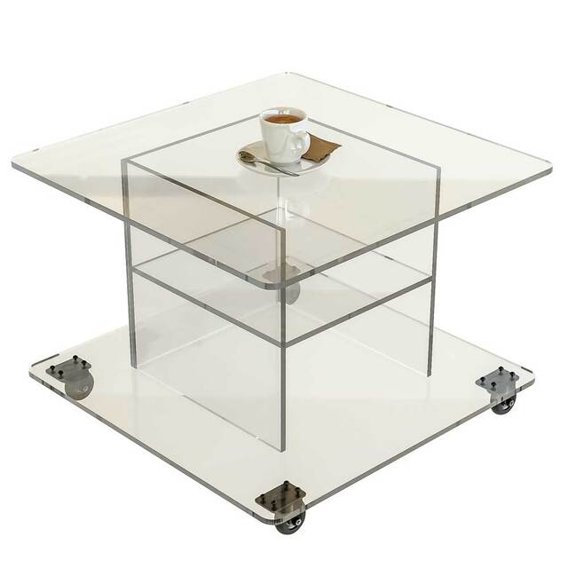 Masuta Cafea din plexiglas incolor de 8 mm, 500 x 500 x 500 mm , JJ DISPLAYS