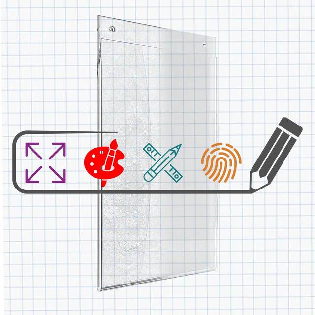 Insert tip U, din PETG transparent, cu spate mai înalt, dimensiuni la cerere, JJ DISPLAYS