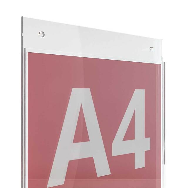 Insert tip U, din PETG transparent format print A4 (210 x 297 mm), cu spate mai înalt cu 25 mm, Portrait, JJ DISPLAYS