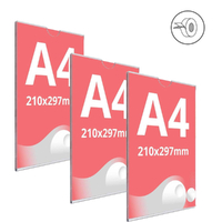 Insert tip U, din plexiglas transparent A4 (210 x 297mm), Portrait, 3buc/set, JJ DISPLAYS