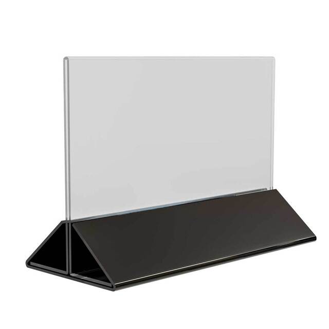 Suport meniu tip T, transparent, cu bază din plexiglas negru, format 100x210mm, Landscape, 3buc/set, JJ DISPLAYS