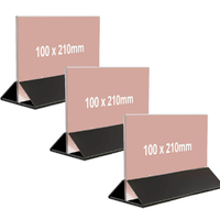 Suport meniu tip T, transparent, cu bază din plexiglas negru, format 100x210mm, Landscape, 3buc/set, JJ DISPLAYS