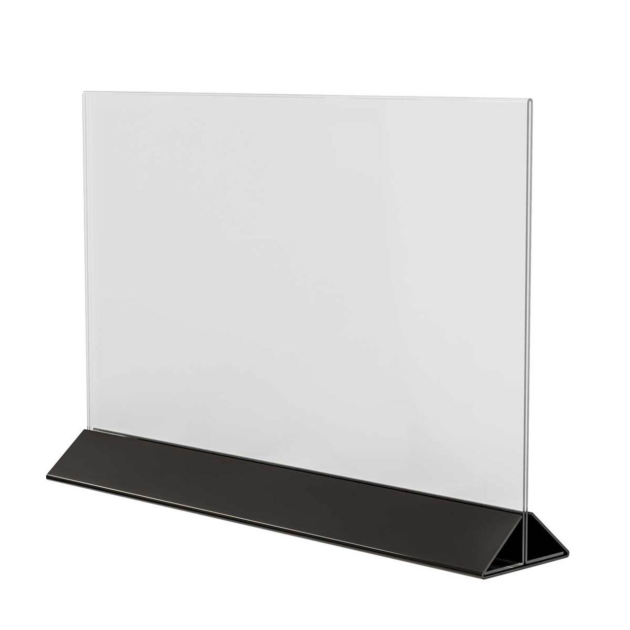 Suport meniu tip T, transparent, cu bază din plexiglas negru, A4(210x297mm), Landscape
