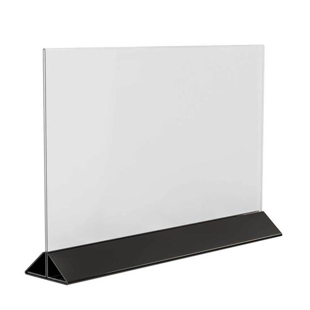 Suport meniu tip T, transparent, cu bază din plexiglas negru, A5(148x210mm), Landscape, 2buc/set, JJ DISPLAYS