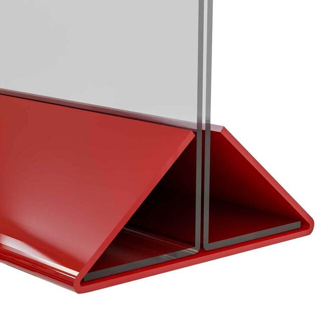 Suport meniu tip T, transparent, cu bază din plexiglas roșu, format A4(210x297mm), landscape, 2buc/set, JJ DISPLAYS