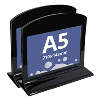 Suport meniu din plexiglas negru, pentru afișare, format A5 (148x210mm), landscape, 2buc/set, JJ DISPLAYS