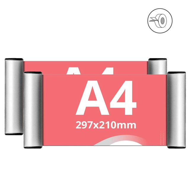 Indicator Ușă, format A4 (210 x 297 mm), profil click aluminiu, 2buc/set, JJ DISPLAYS