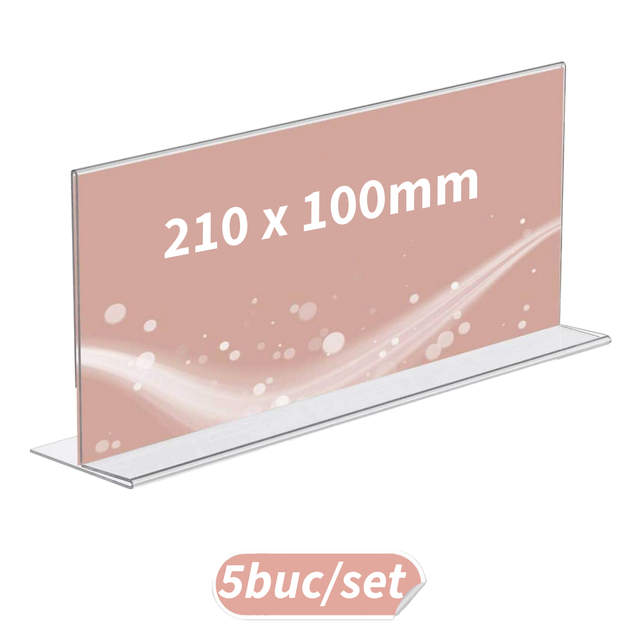 Suport meniu tip T cu bază in formă de S, format 100x210mm, Landscape, 5buc/set, JJ DISPLAYS