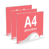 Suport meniu din plastic transparent pentru birou A4, JJ DISPLAYS, 210 x 297 mm, Landscape