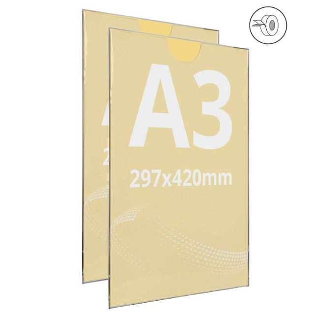 Insert tip plic, transparent A3 (297 x 420 mm), Portrait, 2buc/set, JJ DISPLAYS