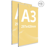 Insert tip U, din plexiglas transparent A3(297 x 420 mm), Portrait, 2buc/set, JJ DISPLAYS