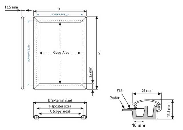 Rama click optiframe A4 (210x297mm), 3buc/set, JJ DISPLAYS