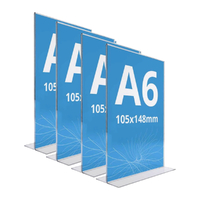 Suport meniu din plexiglas, tip T, format A6 (105x148mm), Portret, 4buc/set
