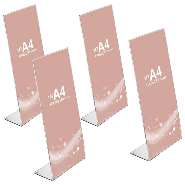 Suport meniu din plexiglas, tip L, format 100x210 mm, 4buc/set