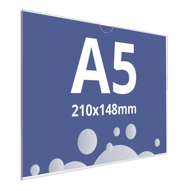 Insert tip U, din plexiglas transparent A5 - (148x210mm), Landscape, 5buc/set, JJ DISPLAYS