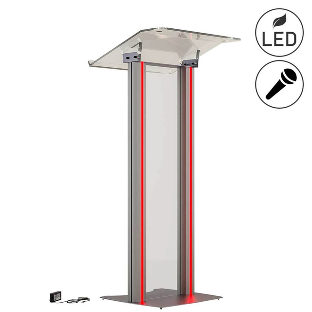 Pupitru pentru conferințe din plexiglas și aluminiu, Iluminare cu Led Design , culoare rosie, JJ DISPLAYS