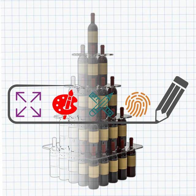 Suport de sticle din plexiglas incolor, forma PIRAMIDALA, dimensiuni la cerere, JJ DISPLAYS