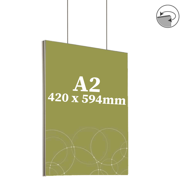 Rama aluminiu dubla fata de 45 mm, cu print pe material textil, dimensiune A2(420 x 594 mm), JJ DISPLAYS