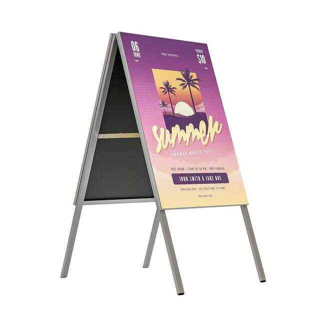 Panou mobil afisaj tip A cu rama de aluminiu si print pe material textil, format A2(420 x 594 mm), JJ DISPLAYS