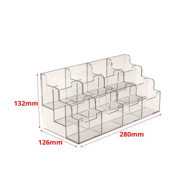 Suport carti de vizita de birou din plexiglas cu 12 buzunare, JJ DISPLAYS