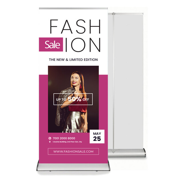 Sistem Roll Up Banner EXCLUSIV, Personalizat, 850 x 2000mm, portabil, JJ DISPLAYS