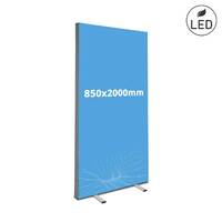 Caseta luminoasa cu personalizare pe material textil, PORTABILA, de podea, simpla fata, 850 x 2000mm