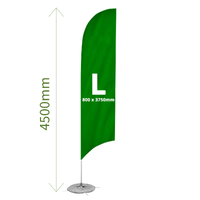 Steag tip Pană Personalizat, înălțime 4500mm, marimea L, bază cruce si colac cu apa 
