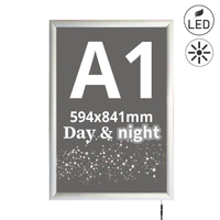 Casetă slim, cu personalizare Day&Night, LED, simplă față, A1 (594 x 841 mm), JJ DISPLAYS