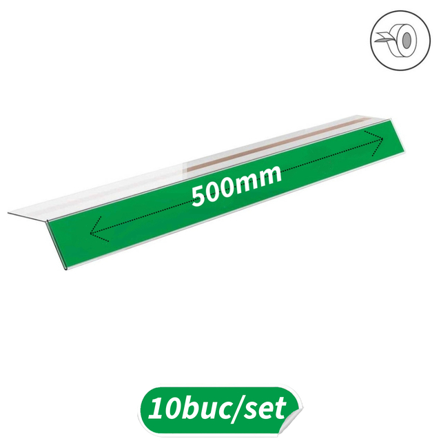 Suport etichete preț Tip V, bandă dublu adezivă, 40x500mm, 10buc/set,  JJ DISPLAYS