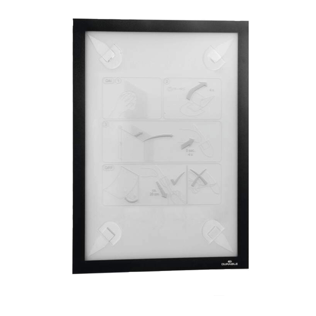 Insert magnetic Duraframe Wallpaper, cu dublu adeziv pentru suprafete sensibile, negru, format A4(210x297mm), 2buc/set