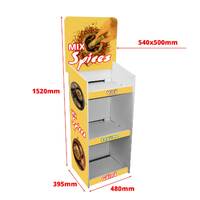 Stand de podea pentru expunere produse, din Carton, 480 x 3950 x 1520mm, cu 3 polițe, personalizata 