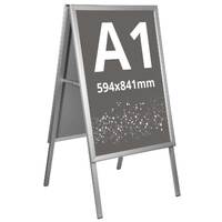 People Stopper, A board din profil aluminiu click  32mm cu colt la 45 grade A1, JJ DISPLAYS, 594 x 841 mm