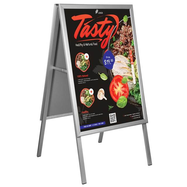 People Stopper, profil aluminiu click 32mm cu colt la 45 grade S5 (500 x 700 mm), JJ DISPLAYS