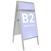 People Stopper Double Frame, A board din profil aluminiu click  25mm cu colt la 45 grade S5 (500 x 700 mm), JJ DISPLAYS