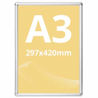 Ramă click Poster Frame din aluminiu 25, colțuri rotunde A3, JJ DISPLAYS, 297 x 420 mm