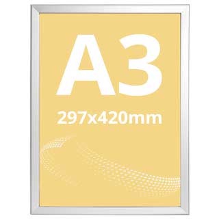 Ramă click Poster Frame din aluminiu 32, colțuri drepte A3, JJ DISPLAYS, 297 x 420 mm