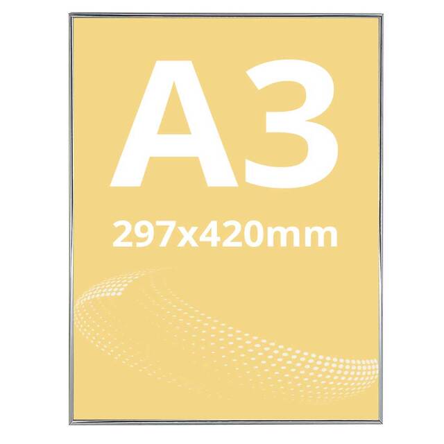 Ramă tablou, din aluminiu, argintiu-lucios A3 (297 x 420 mm), JJ DISPLAYS