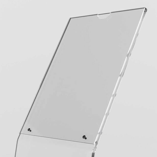 Suport afisaj plexiglas de podea cu buzunar pentru pliante A4 (210x297mm), JJ DISPLAYS