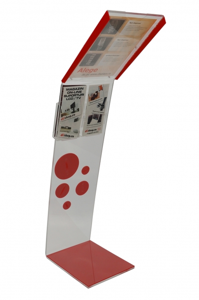 Stand de prezentare din plexiglas, insert A4, buzunare PETG 1/3 A4 A4, JJ DISPLAYS, 210 x 297 mm