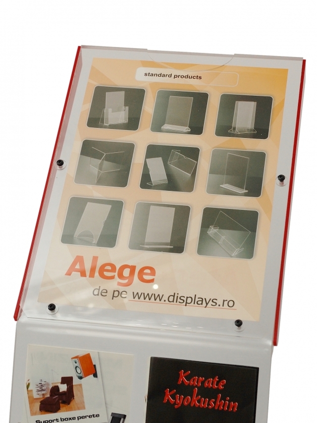 Stand de prezentare din plexiglas, insert A4, buzunare PETG 1/3 A4 A4, JJ DISPLAYS, 210 x 297 mm