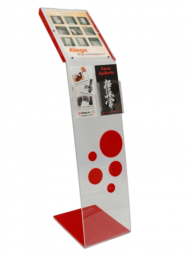 Stand de prezentare din plexiglas, insert A4, buzunare PETG 1/3 A4 A4, JJ DISPLAYS, 210 x 297 mm