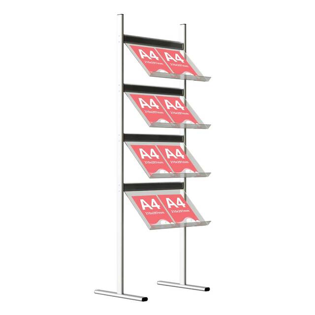 Stand pentru pliante și cataloage | Brochure Holders, JJ DISPLAYS, cu 4 rafturi