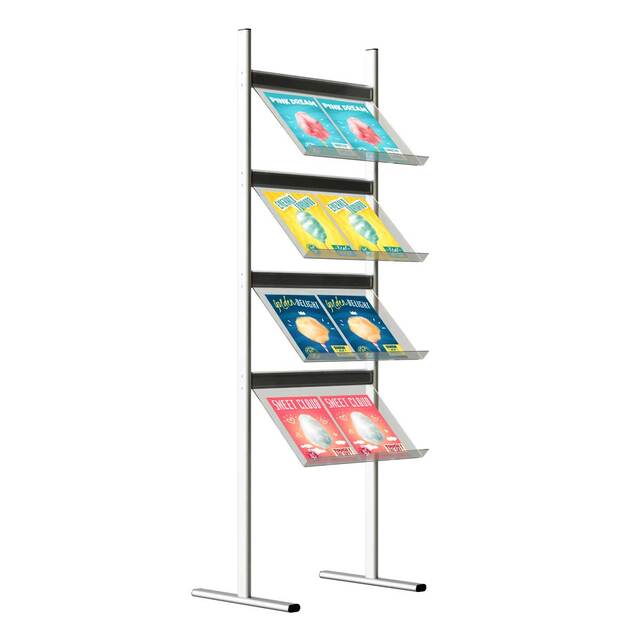 Stand pentru pliante și cataloage | Brochure Holders, JJ DISPLAYS, cu 4 rafturi