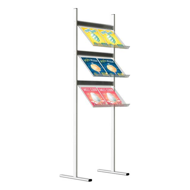 Stand pentru pliante și cataloage | Brochure Holders, JJ DISPLAYS, cu 3 rafturi