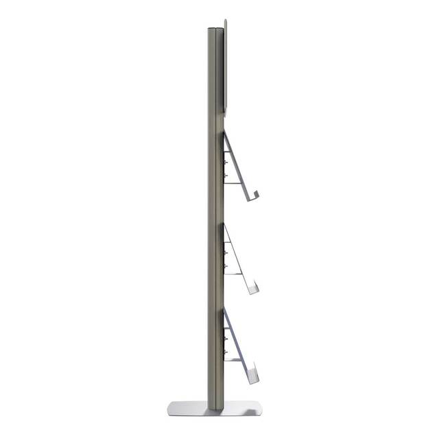 Stand SL cu rafturi pentru pliante, brosuri si cu rama click A3 - 297x420mm, simplă față, cu 3 rafturi, JJ DISPLAYS